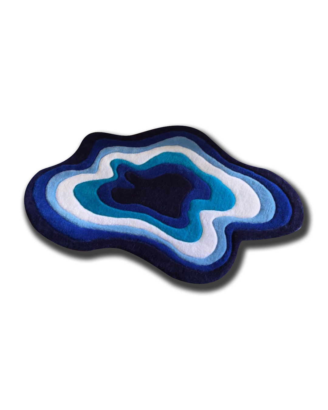 Blue Abstract Wavy Art Rug