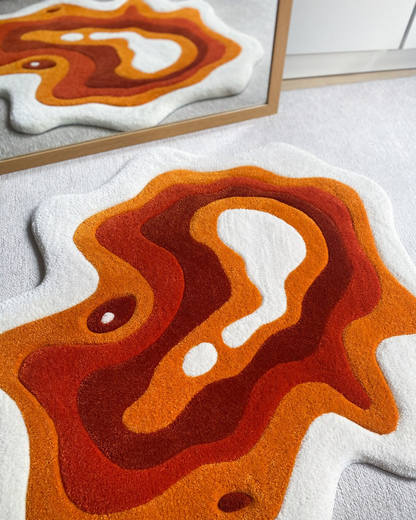 Brown Wavy Abstract Art Rug