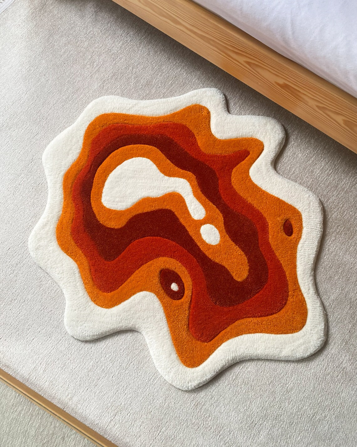 Brown Wavy Abstract Art Rug