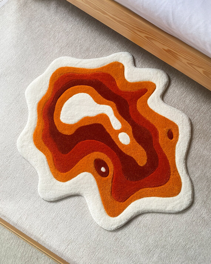 Brown Wavy Abstract Art Rug